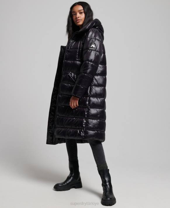 kadınlar Superdry siyah yüksek parlaklık uzun çizgili nevresim NNTB5642