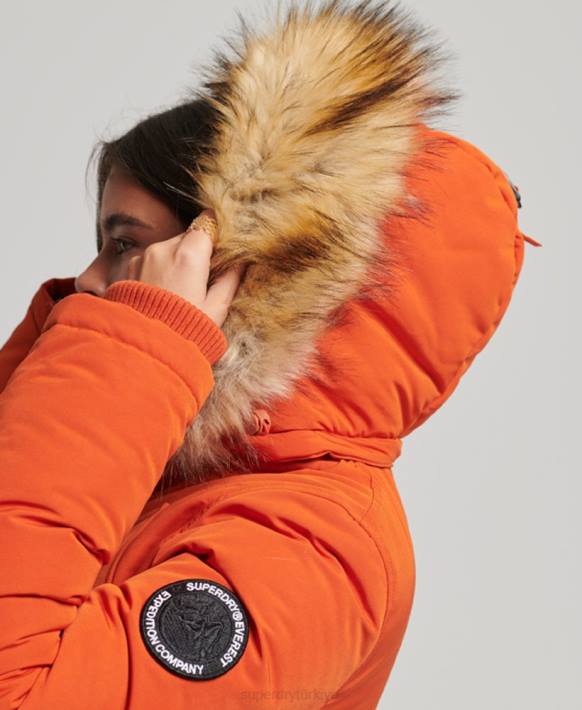 kadınlar Superdry turuncu everest parka kaban NNTB3684