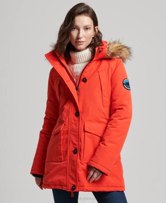 kadınlar Superdry turuncu everest parka kaban NNTB3785