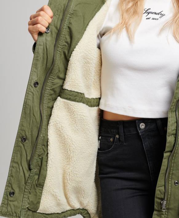 kadınlar Superdry yeşil alan parka ceket NNTB5538