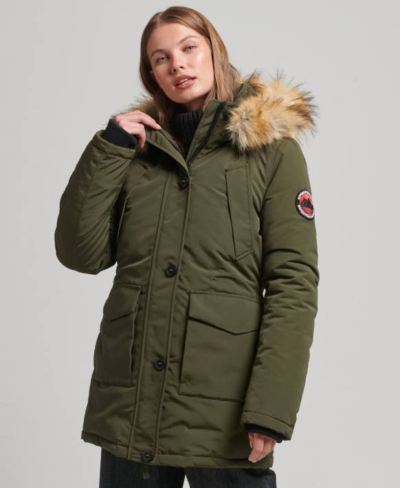 kadınlar Superdry yeşil everest parka kaban NNTB3781