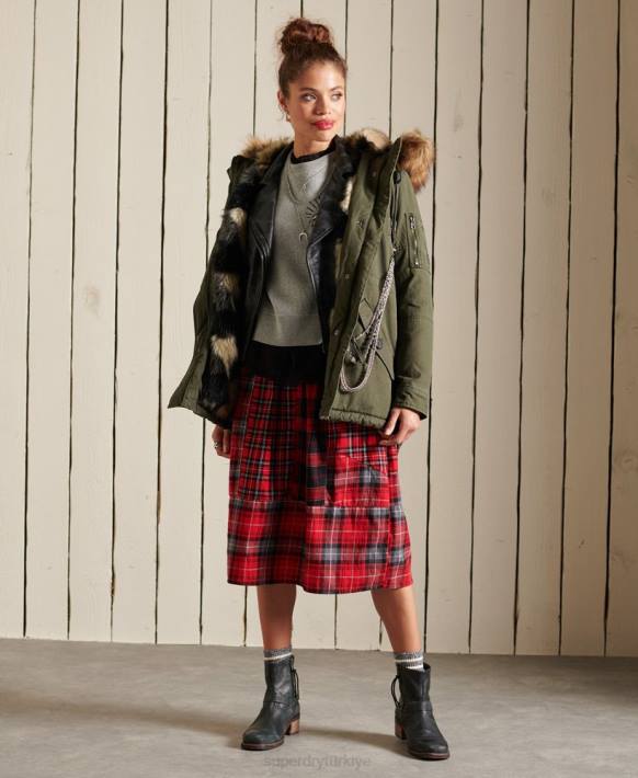 kadınlar Superdry yeşil premium askeri parka ceket NNTB5639