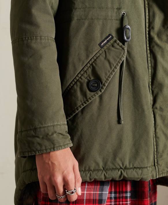 kadınlar Superdry yeşil premium askeri parka ceket NNTB5639
