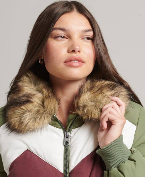 kadınlar Superdry yeşil retro panel kısa kirpi ceket NNTB5457