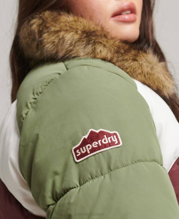 kadınlar Superdry yeşil retro panel kısa kirpi ceket NNTB5457