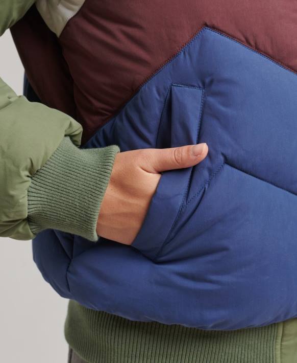 kadınlar Superdry yeşil retro panel kısa kirpi ceket NNTB5457