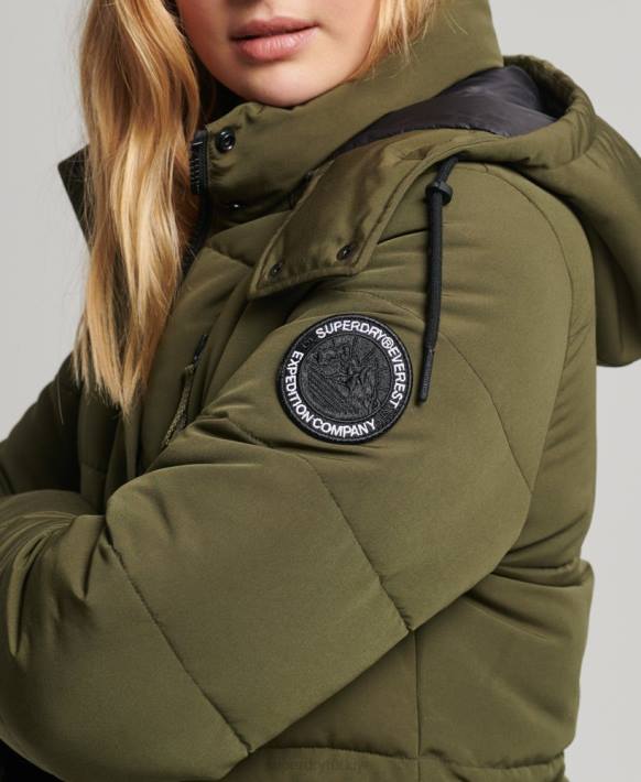 kadınlar Superdry yeşil uzun everest ceket NNTB5688