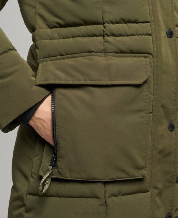 kadınlar Superdry yeşil uzun everest ceket NNTB5688