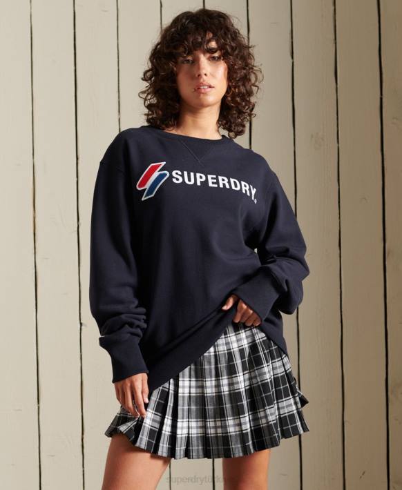 kadınlar Superdry Donanma aplike bol sweatshirt NNTB3473