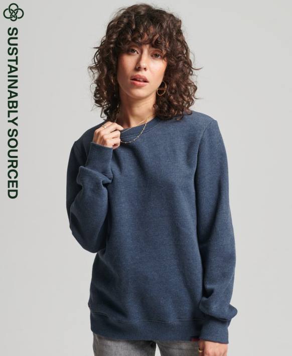 kadınlar Superdry Donanma organik pamuklu eski logo ekip sweatshirt NNTB5769