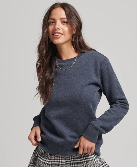 kadınlar Superdry Donanma organik pamuklu essential logolu ekip sweatshirt NNTB6114