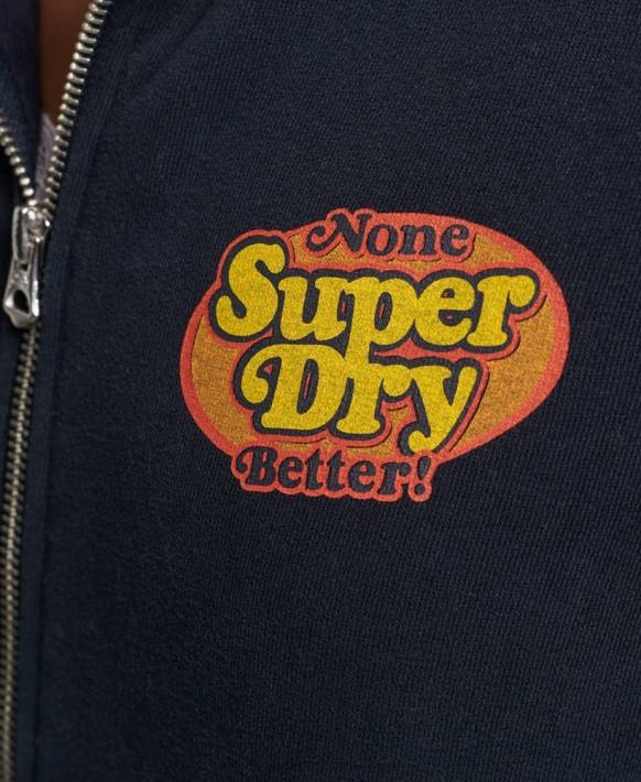kadınlar Superdry Donanma vintage cooper nostaljik fermuarlı kapşonlu NNTB5936