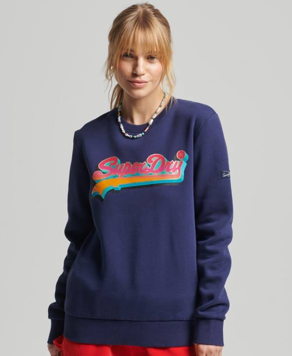 kadınlar Superdry Donanma vintage logo sezonluk mürettebat sweatshirt NNTB5958