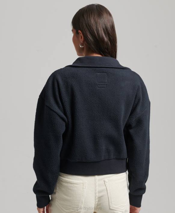 kadınlar Superdry Donanma vintage zikzak polar üst NNTB5927