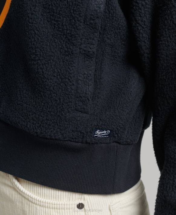 kadınlar Superdry Donanma vintage zikzak polar üst NNTB5927
