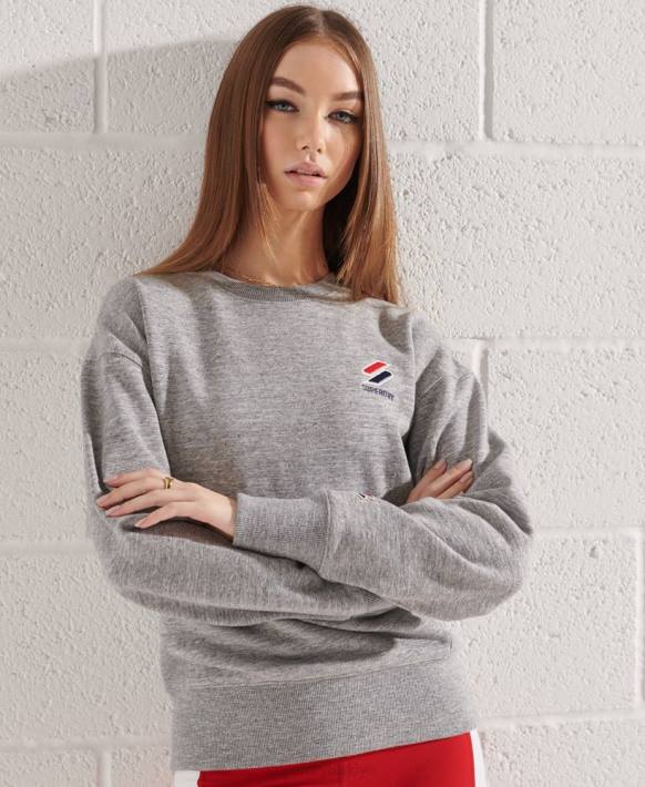 kadınlar Superdry açık gri Sportstyle Essential Ekip Sweatshirt'ü NNTB5931