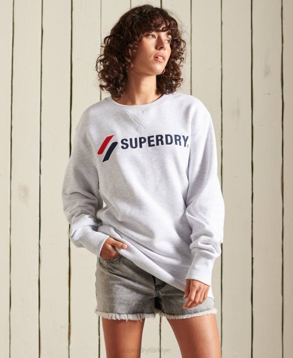 kadınlar Superdry açık gri aplike bol sweatshirt NNTB6077