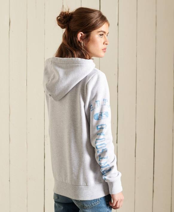 kadınlar Superdry açık gri atletizm zip kapşonlu NNTB6085