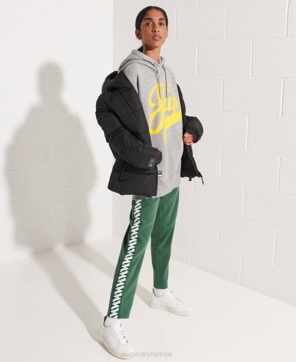 kadınlar Superdry açık gri büyük beden kapüşonlu sweatshirt NNTB5976