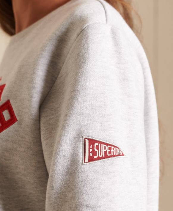 kadınlar Superdry açık gri büyük boy eski logo kaynak ekibi sweatshirt NNTB6143