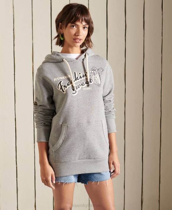 kadınlar Superdry açık gri büyük boy miras dağ kapşonlu NNTB3469