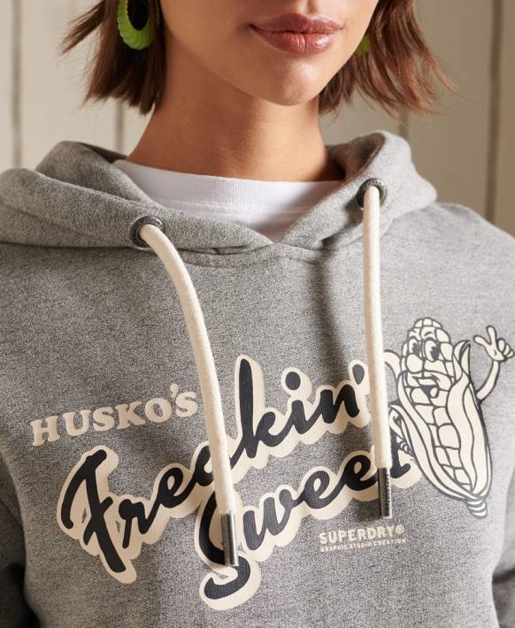 kadınlar Superdry açık gri büyük boy miras dağ kapşonlu NNTB3469