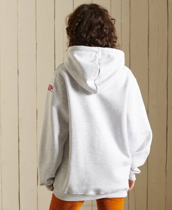 kadınlar Superdry açık gri boho grafik ana hoodie NNTB5956