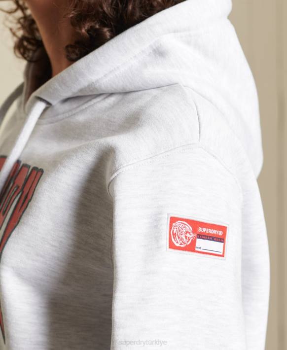 kadınlar Superdry açık gri boho grafik ana hoodie NNTB5956