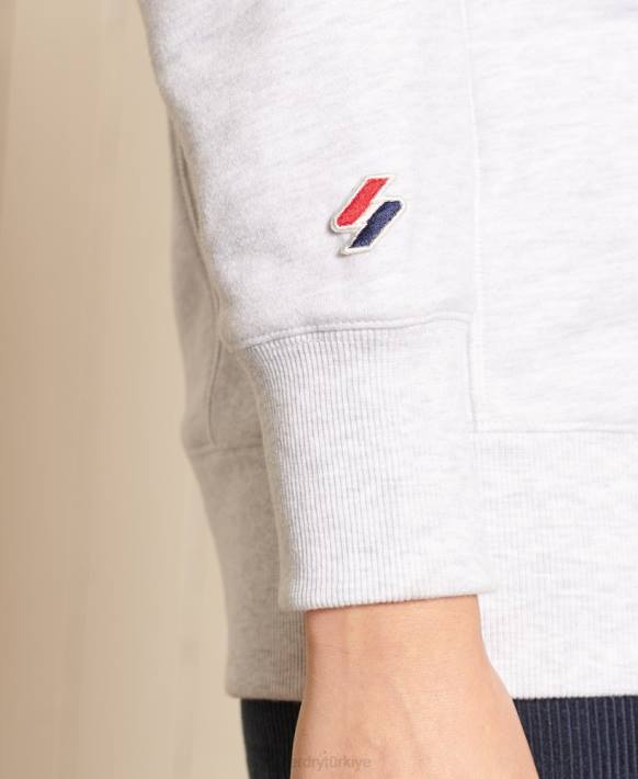 kadınlar Superdry açık gri code büyük beden aplike ekip sweatshirt NNTB6045