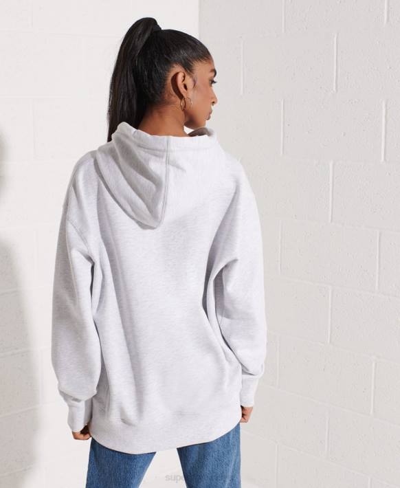 kadınlar Superdry açık gri code logo şönil büyük beden kapşonlu NNTB6174