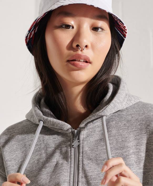 kadınlar Superdry açık gri code sportstyle fermuarlı kapüşonlu svetşört NNTB3452