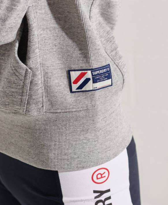 kadınlar Superdry açık gri code sportstyle fermuarlı kapüşonlu svetşört NNTB3452
