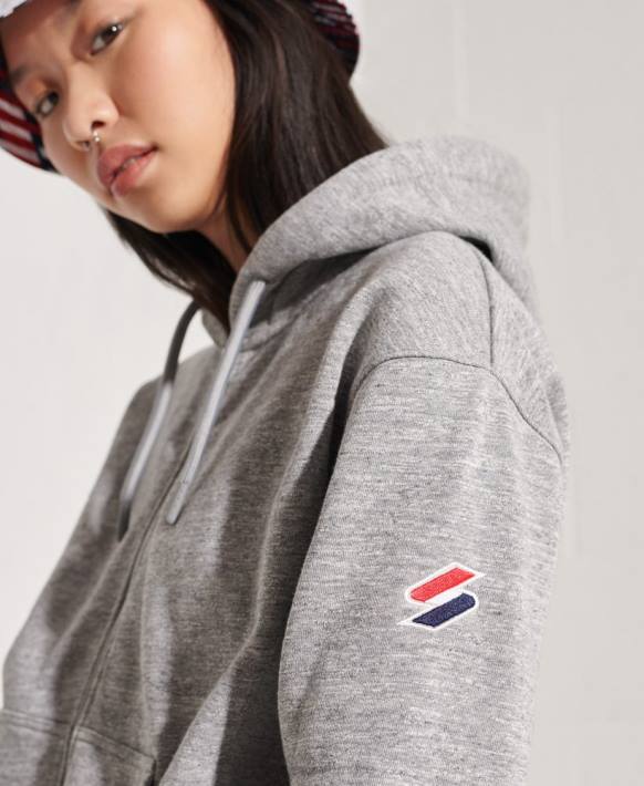 kadınlar Superdry açık gri code sportstyle fermuarlı kapüşonlu svetşört NNTB3452