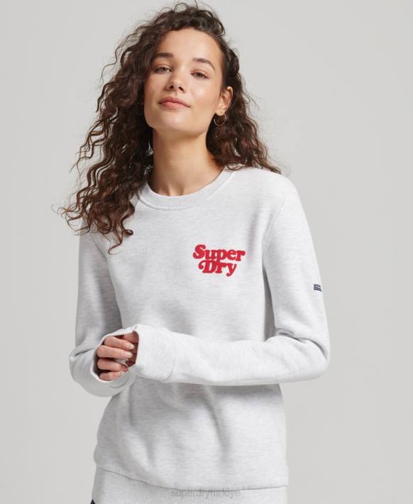 kadınlar Superdry açık gri cooper klasik 70'ler logolu sweatshirt NNTB5870