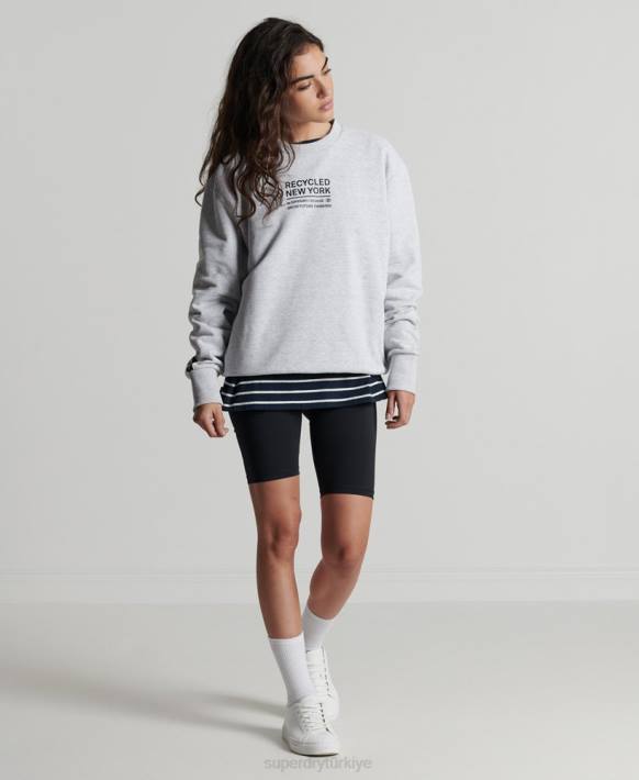 kadınlar Superdry açık gri geri dönüşümlü şehir ekibi sweatshirt NNTB6089