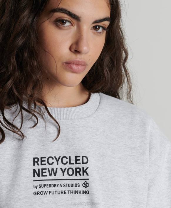 kadınlar Superdry açık gri geri dönüşümlü şehir ekibi sweatshirt NNTB6089