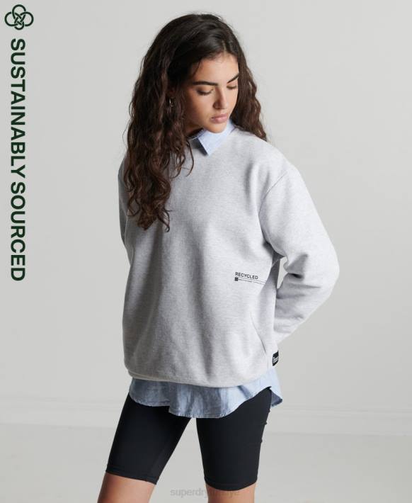 kadınlar Superdry açık gri geri dönüştürülmüş mikro orta ekip sweatshirt NNTB6062