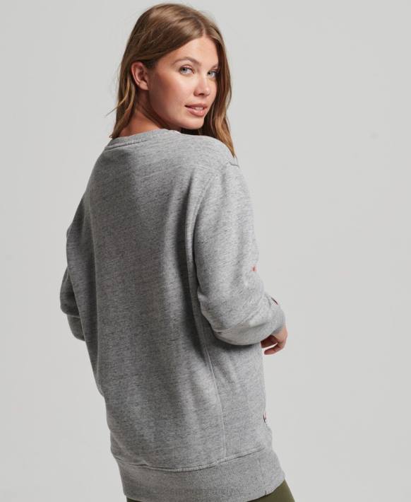 kadınlar Superdry açık gri kolej grafik büyük boy mürettebat sweatshirt NNTB6163