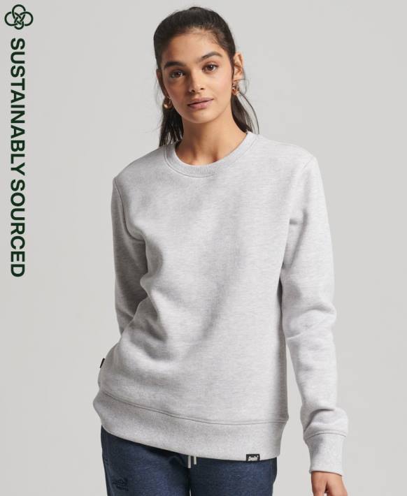 kadınlar Superdry açık gri organik pamuklu eski ekip sweatshirt NNTB5758