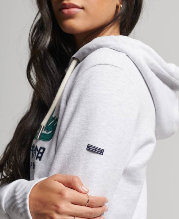 kadınlar Superdry açık gri vintage logo miras fırçalanmamış kapşonlu NNTB3409