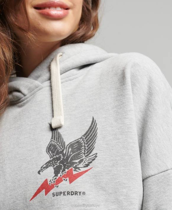 kadınlar Superdry açık gri vintage surf ranchero kapşonlu NNTB5890