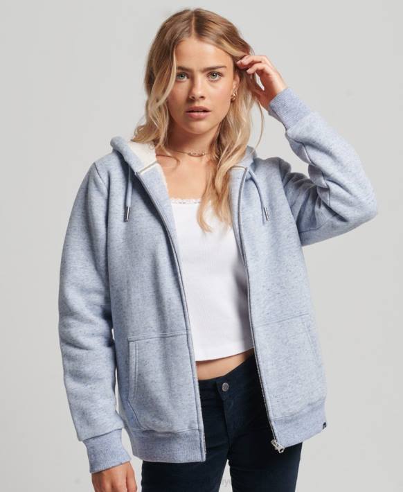 kadınlar Superdry açık mavi essential borg astarlı fermuarlı kapşonlu NNTB5880