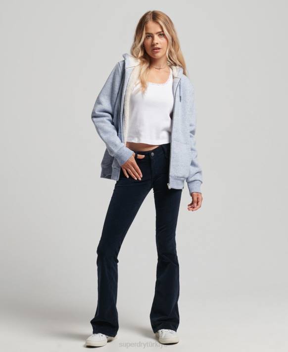 kadınlar Superdry açık mavi essential borg astarlı fermuarlı kapşonlu NNTB5880