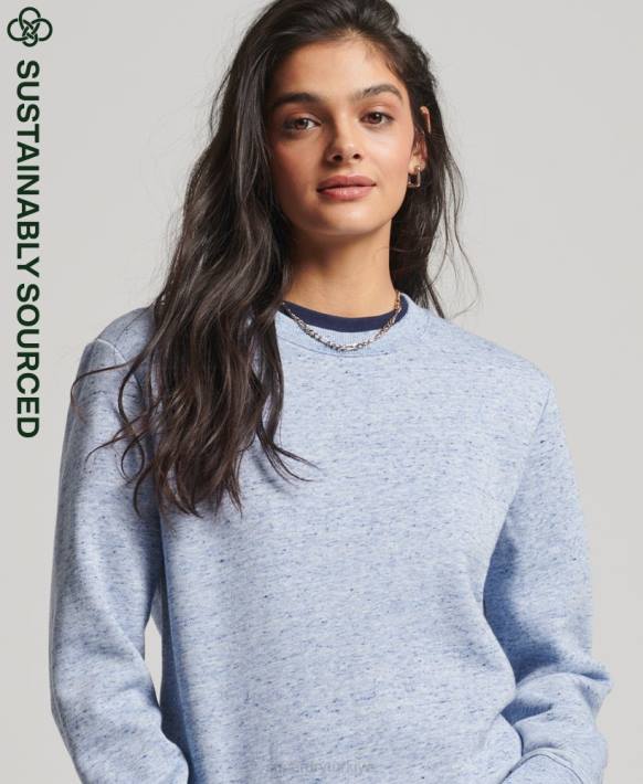kadınlar Superdry açık mavi organik pamuklu eski ekip sweatshirt NNTB6128