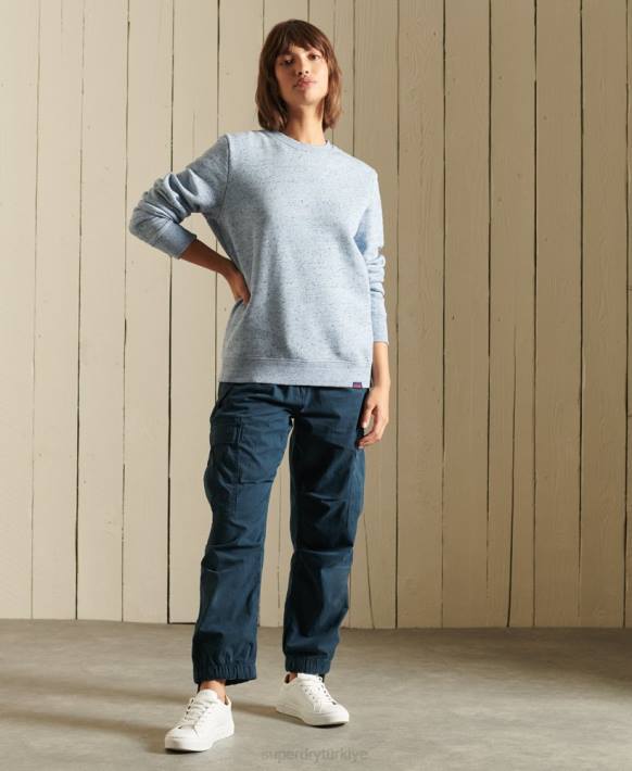 kadınlar Superdry açık mavi organik pamuklu eski logo ekip sweatshirt NNTB5831