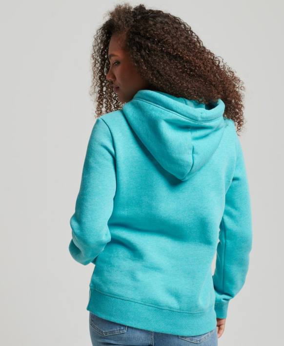 kadınlar Superdry açık mavi vintage logo işlemeli kapşonlu NNTB3437