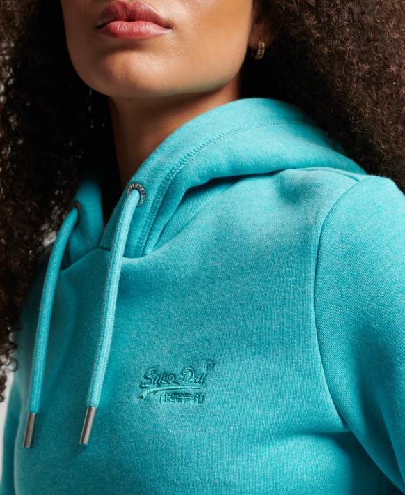 kadınlar Superdry açık mavi vintage logo işlemeli kapşonlu NNTB3437