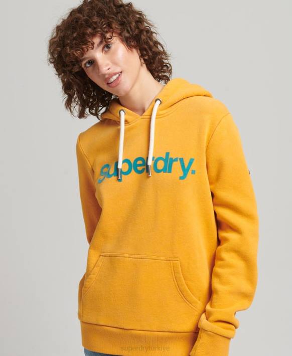 kadınlar Superdry altın çekirdek logosu 80'ler kapşonlu NNTB5939