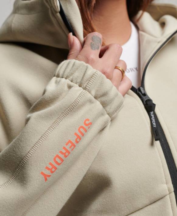 kadınlar Superdry bej kod teknoloji fermuarlı kapşonlu NNTB3267