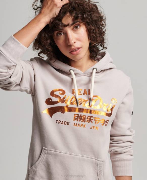 kadınlar Superdry bej süslenmiş kapşonlu NNTB3424